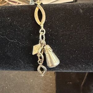 Sarah Coventry Silver Charm Necklace with Bell and Tag